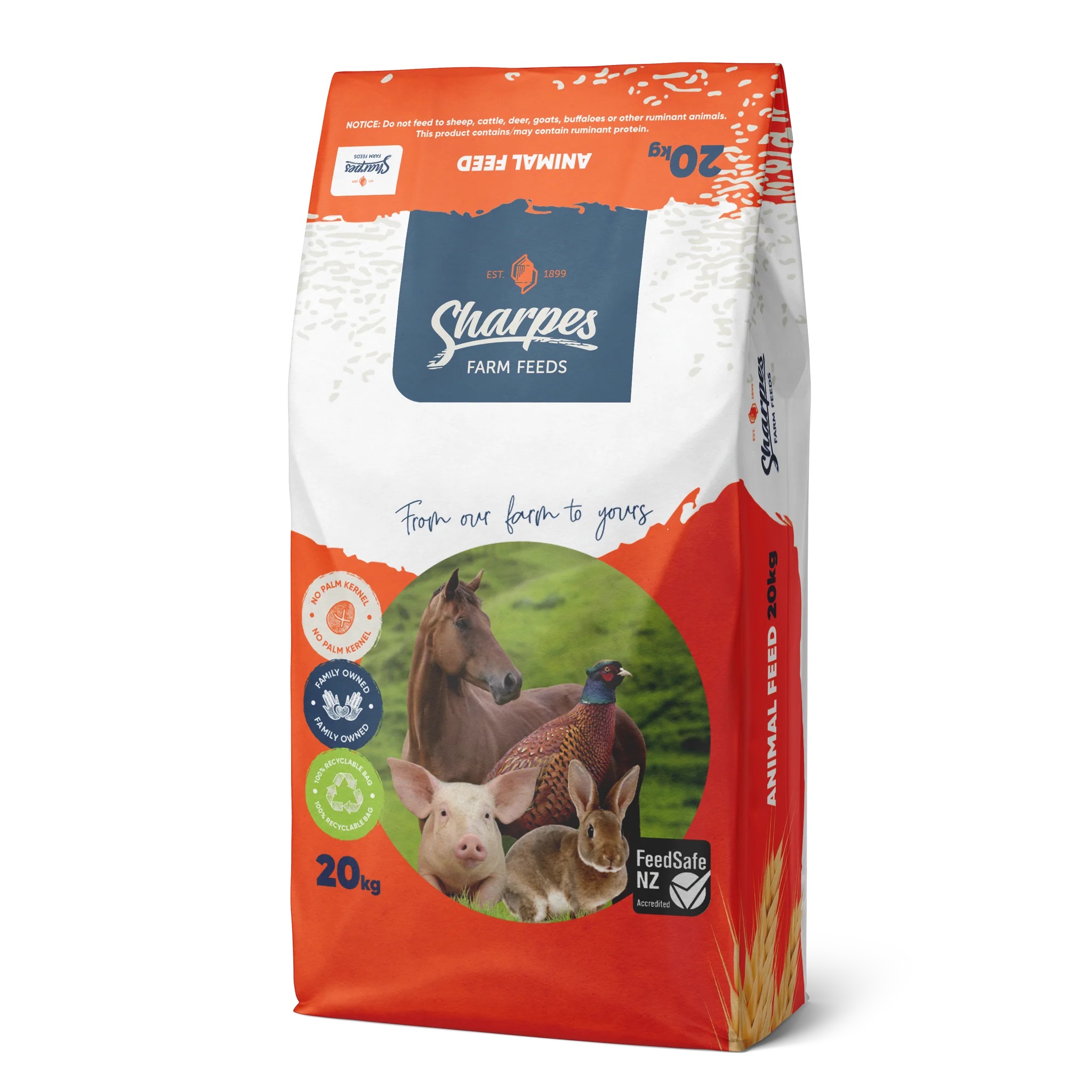 Sharpes Rabbit Pellets 20kg (Unmedicated - No Coccidiostat) - Living Rural
